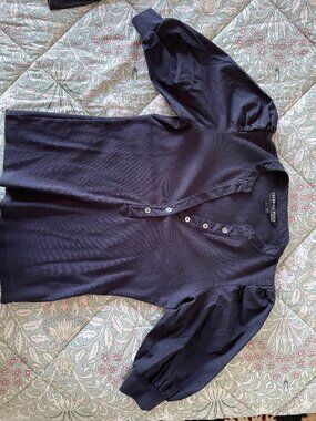 Veronica Beard Navy Blue Coralee Puff Sleeve Top Size S